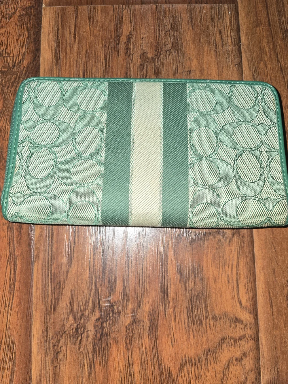 COACH Green Signature Wristlet Phone Case